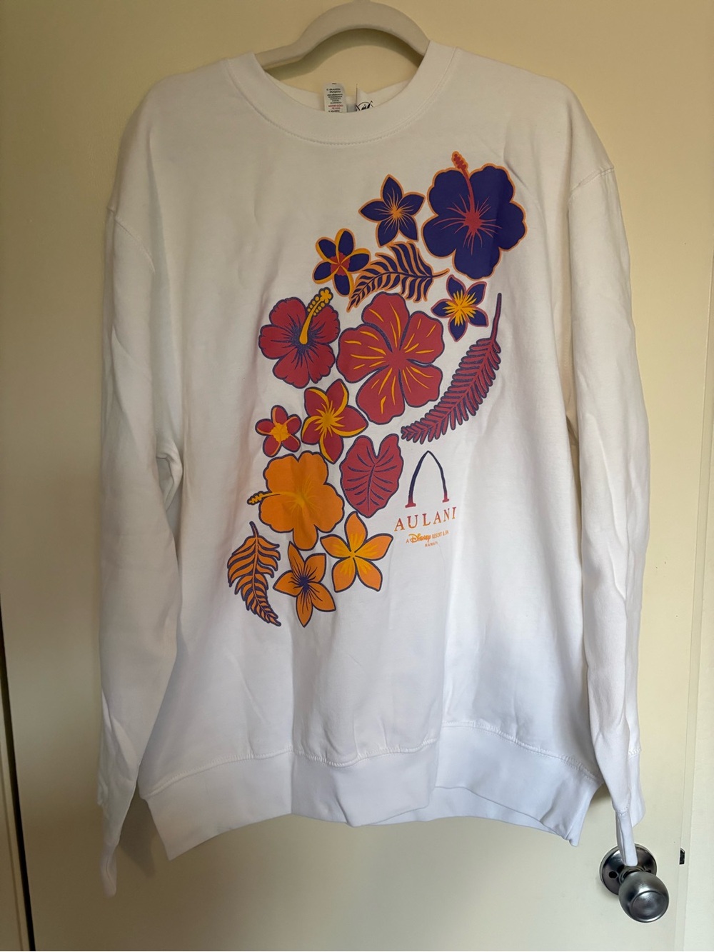 Disney Aulani White Floral Graphic Sweater